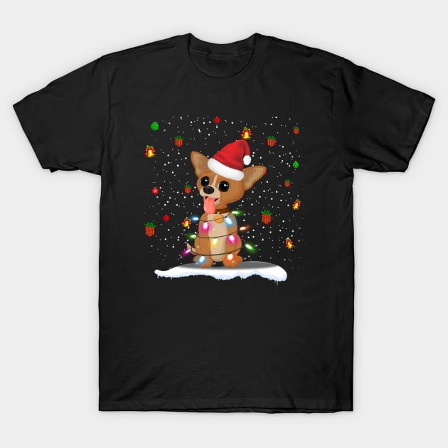 Christmas Gifts Xmas Chihuahua with Santa Hat Pajamas T-Shirt by Hanh05